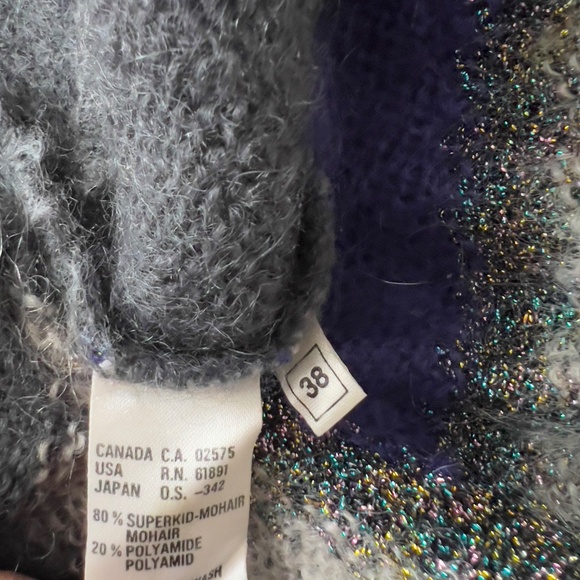 Vintage Escada superkid mohair blend sweater size 38 crewneck blue puff sleeve - Picture 6 of 7